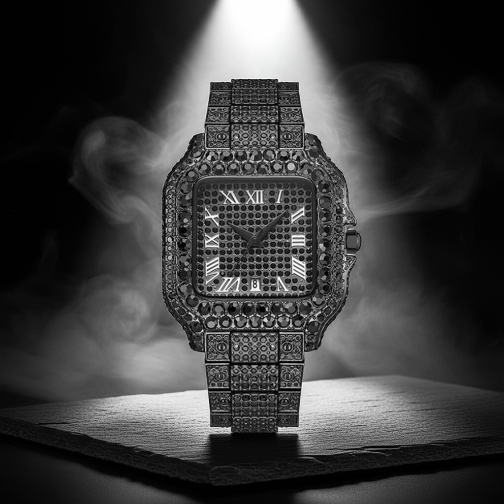 Straight European Hip Hop Diamond Quartz Wrist Watch